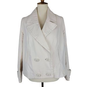 Vintage Lacoste Beige Oversized Cropped Double Breasted Cotton Twill Jacket EU40